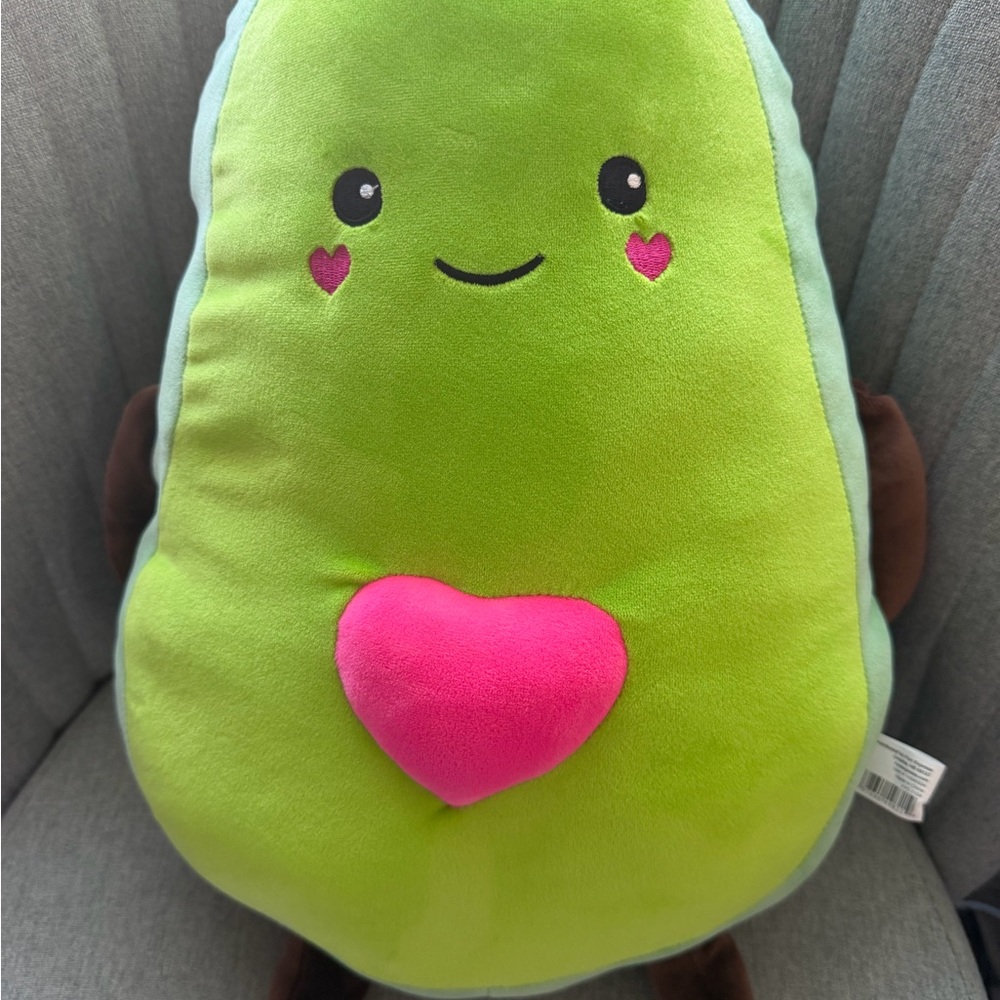 Cute Avocado Plush with Pink Heart